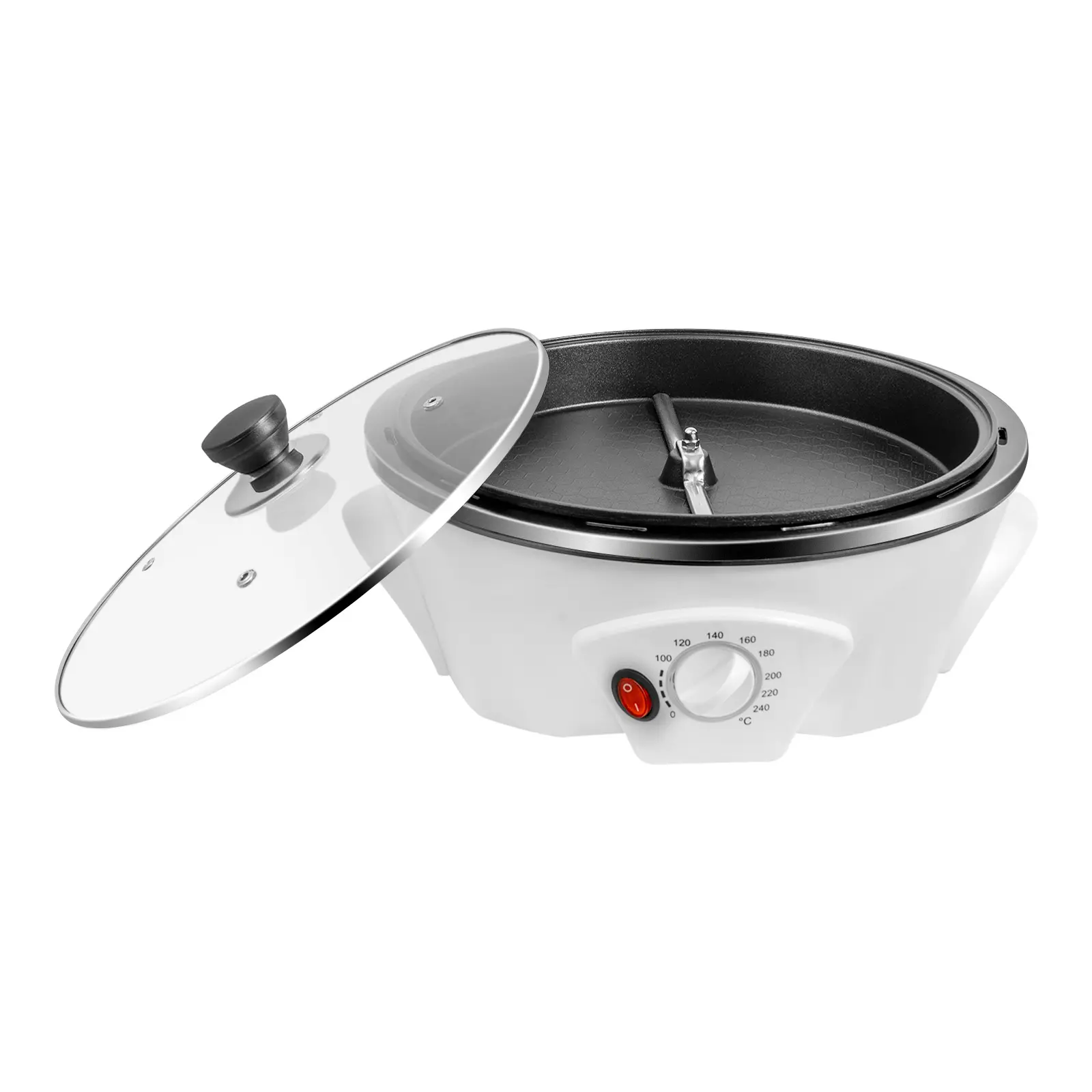Electric Coffee Bean Roaster Machine - 500g Capacity, 800W Corded Power, 32-464°F Adjustable Temp, 2.7kg/5.95lbs, Compact Round Body PP Glass Tabletop Model, US Plug, for Home Restaurant Use, Bake Nuts Popcorn Compatible
