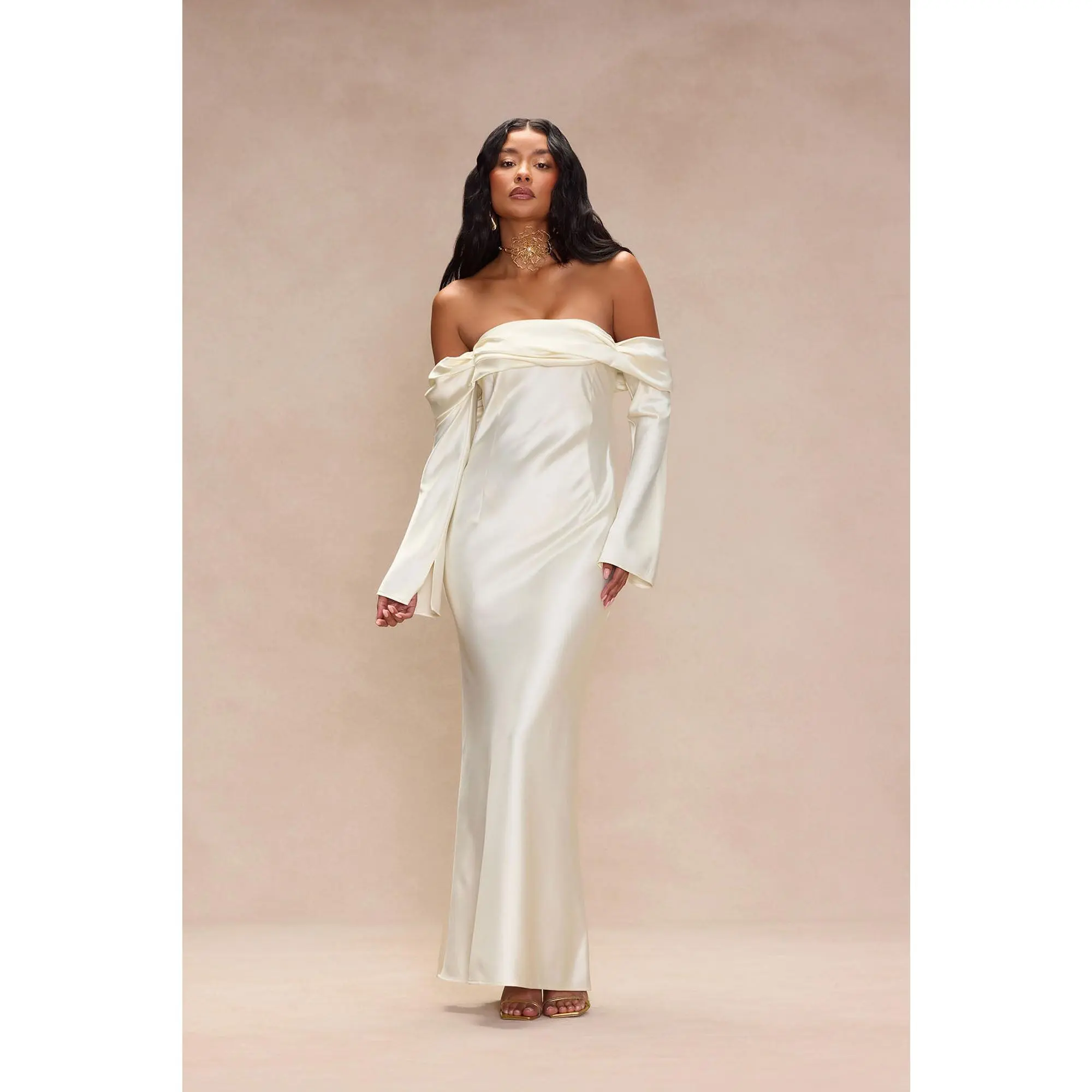 Amandine Satin Maxi Dress - Cream Amandine Satin Maxi Dress - Cream