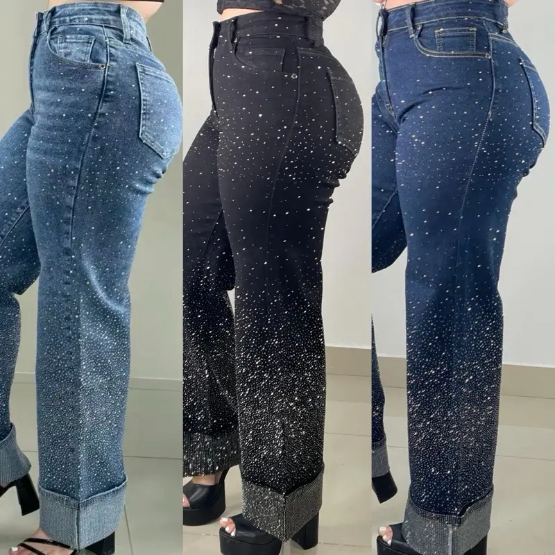 Kendall's Rhinestone Straight Denim Medium Wash Jeans Kendall's Rhinestone Straight Denim Medium Wash Jeans