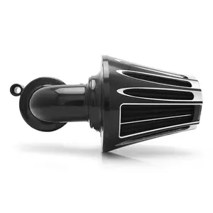 CNC Cut Monster Cone Air Cleaner Black Billet Aluminum for Harley Models