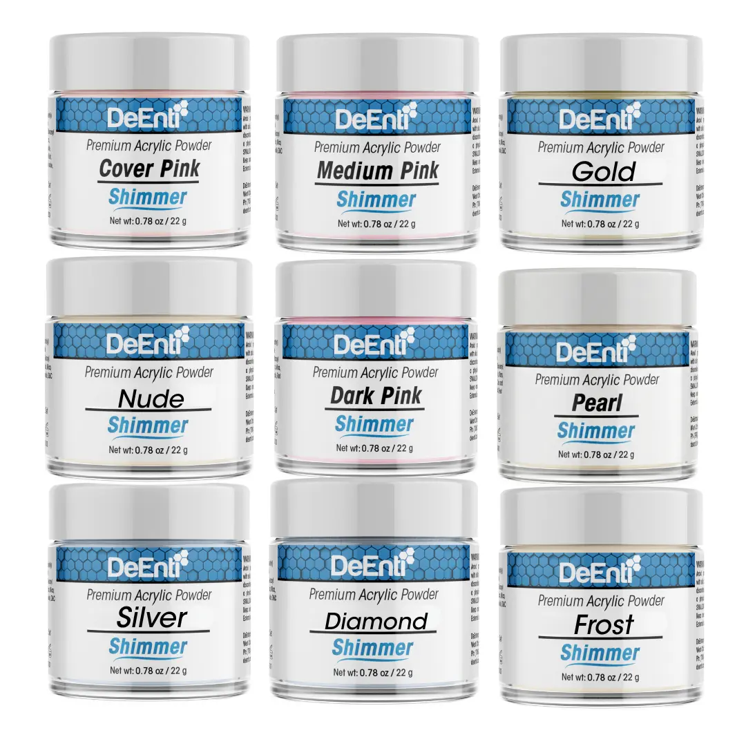 DeEnti 0.78 oz Shimmer Acrylic Powder, Non-Yellowing Self-Leveling Formula, Salon-Grade Professional Quality for Manicure Nail Art & Fake Nails