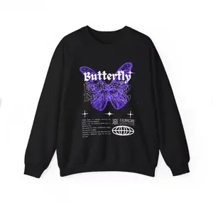 K.DOTTT Grand National Tour 2025 Lamar Crewneck Sweatshirt Purple Butterfly Featuring Lyrics Art