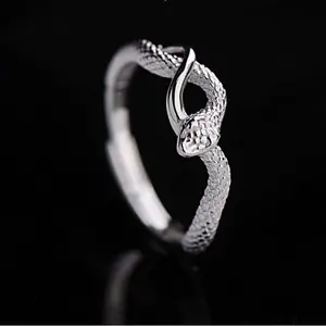 Snake coiled ring silver ring opening adjustable men's and women's daily wear gift