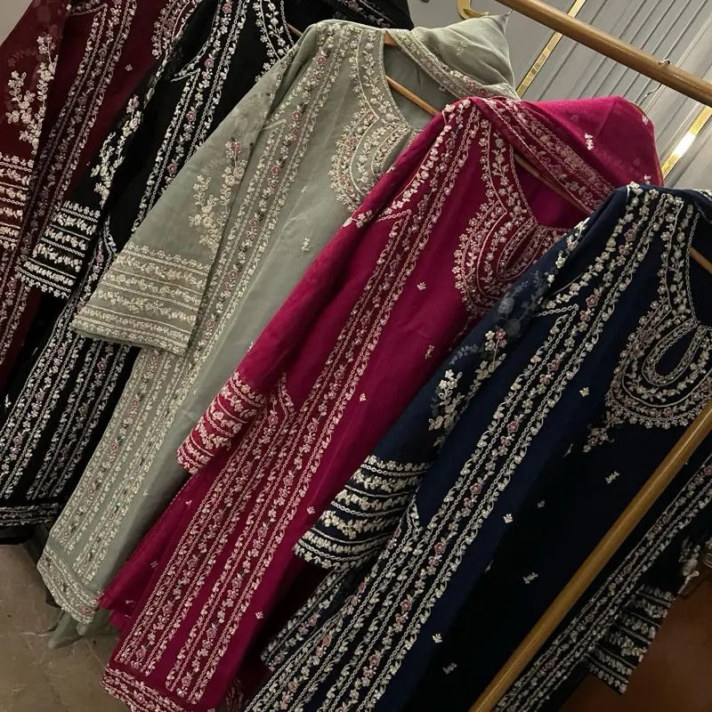 Khadi Net Embroidered Suit