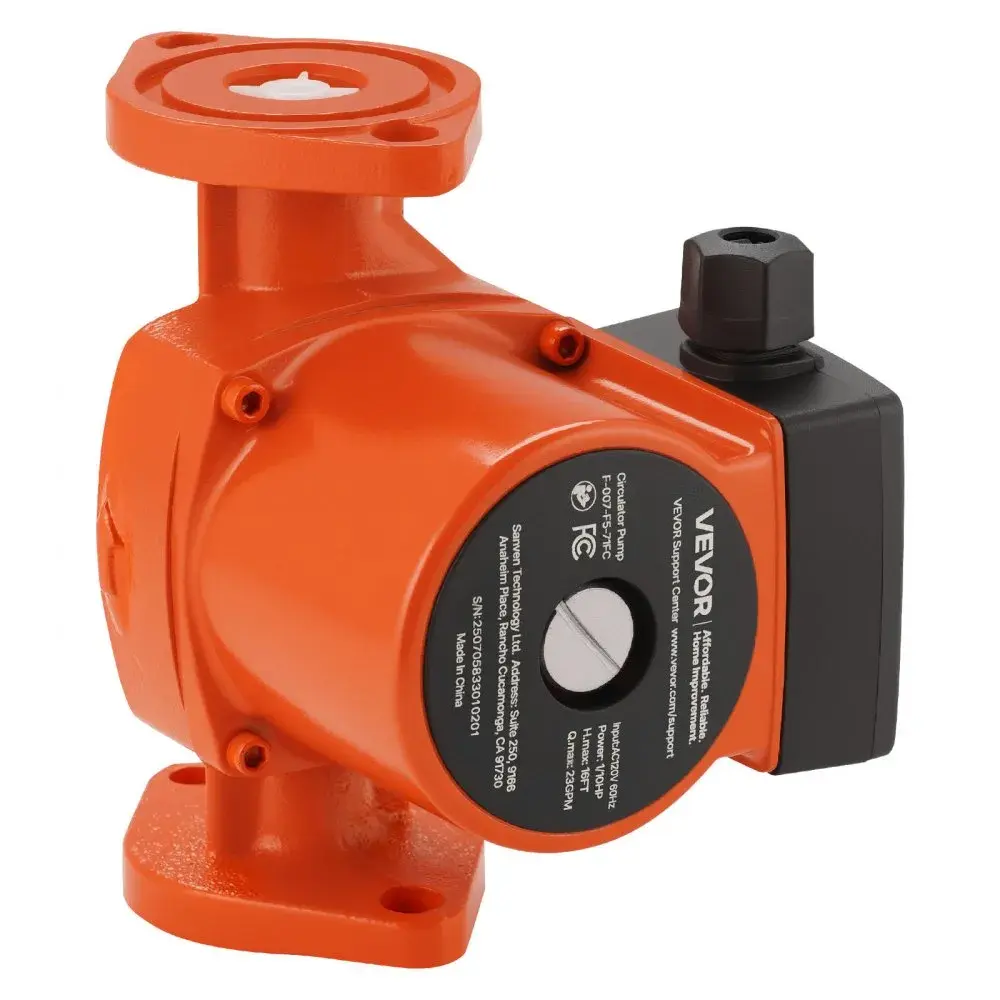 【Summerfinds】VEVOR F-007-F5-71FC Cast Iron Circulator Pump23 GPM120V AC16 ft Hot Water Recirculating Pump1-Inch Flange Connection3-Speed AdjustmentQuiet OperationInstallation PartsUser Manualfor Home Heating System, Installation Parts