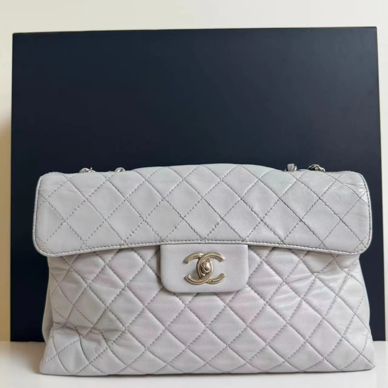 Pre-owned CHANEL Grey Lambskin Shoulder Bag CC0221
