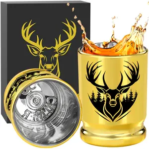 2pcs/set 50 Caliber Plastic Deer Head Shot Glasses, 95ml/3.2oz Tequila Liquor Whisky Wine Cups for Home Kitchen Club Party, Novel Christmas Gift for Friends Family