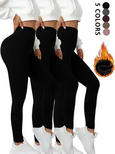 Women's Thermal Fleece-Lined High-Waisted Leggings, 3-Pack Soft & Warm Yoga Pants, Ideal for Winter Workouts & Daily Wear, Skinny Yoga Bottoms, Scrunch Workout Leggings