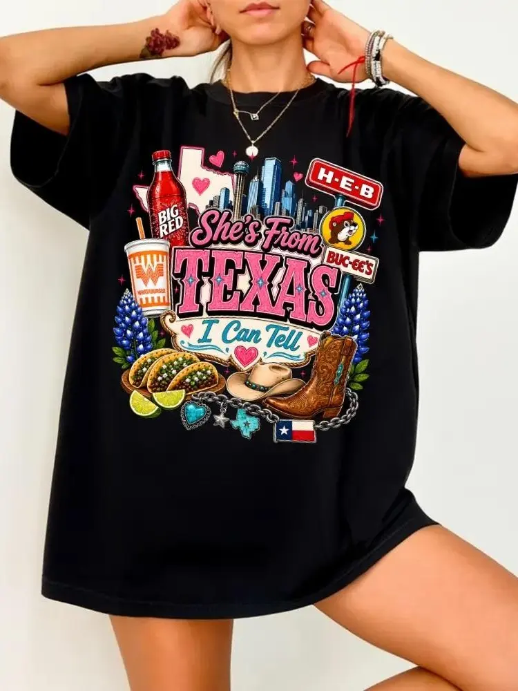 Vintage She's From Texas I Can Tell Big Red Shirt, Retro She's From Texas Western Shirt, Basketball Fan Shirt, Game Day Shirt, Full Colors, Full Sizes S-5XL