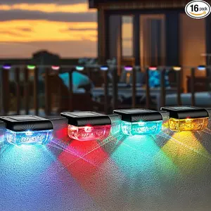 Waterproof RGB Solar Pool Lights for Party Decor, 8/12/16 Pack, Color Changing Auto On/Off Solar Step Deck Lights for Fence Stairs Patio Garden