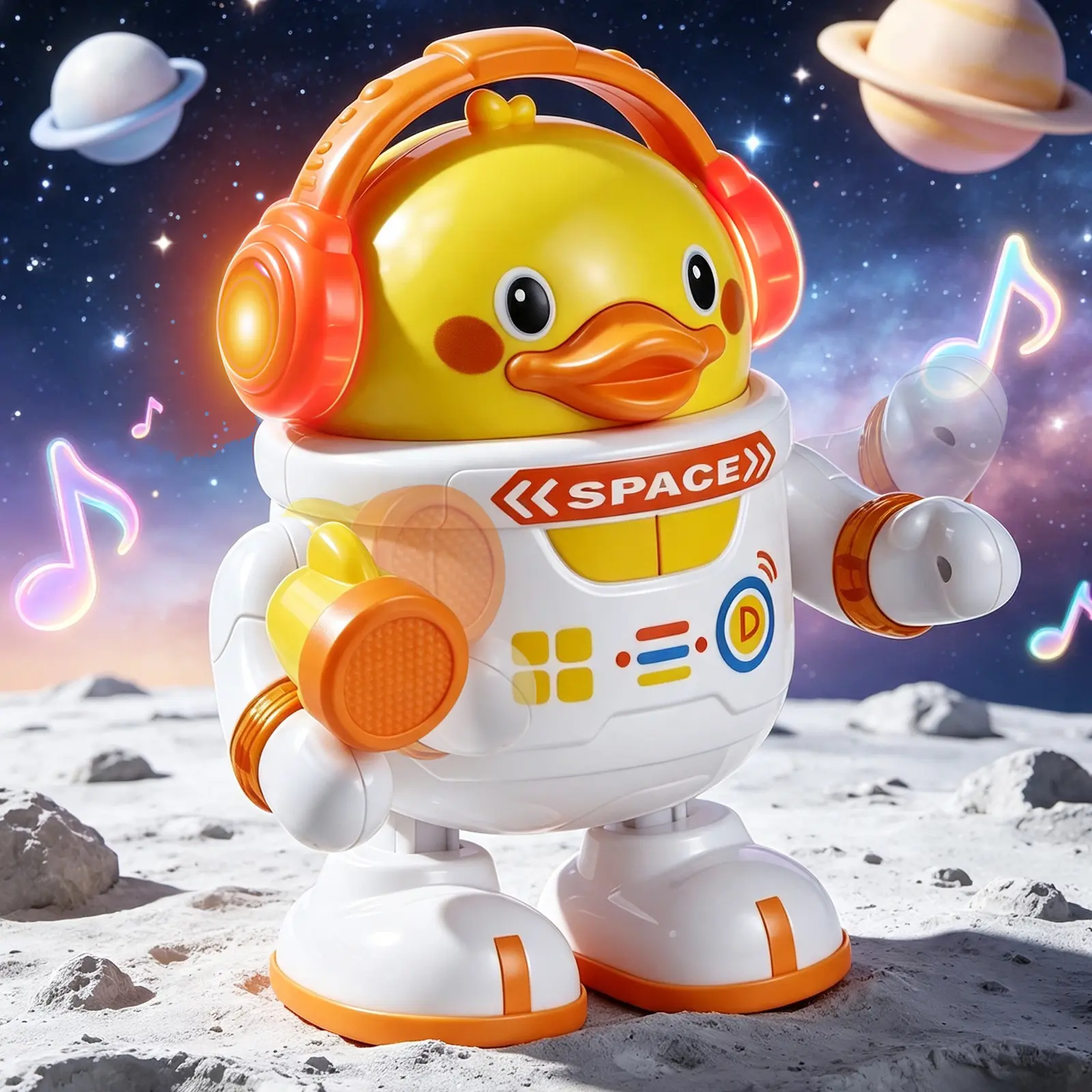 Dancing Astronaut Duck Musical Toy for Kids with LED Lights Interactive Fun Boys Girls Xmas Gift Walking Toy Gift for All Ages