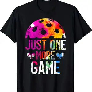 Unisex Pickleball Graphic T-Shirt - Casual Crew Neck, Short Sleeve, Regular Fit, All-Season 3D Print Tee, Black, Sizes S-XXL