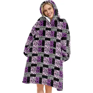 hoodie blanket，Wearable Blanket，Hooded Blanket, Wearable Leopard Print Hoodie Blanket, Soft Flannel Digital Print, Sofa Cover, Home Leisure, Air Conditioning, Camping Travel Gift，Christmas Gift,Valentine's Day gift