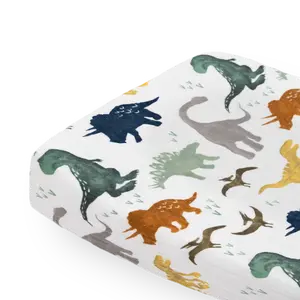 Cotton Muslin Changing Pad Cover - Dino Friends