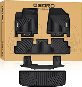 YITAMOTOR Floor Mats Fit for 2022-2025 Nissan Pathfinder 8 Seats/Infiniti QX60 7 Seats, All Weather 3 Rows Full Set w/Cargo Mat, TPE Heavy-Duty Pathfinder Accessories Floor Liners