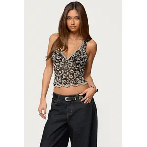 Araura Lace Velvet Floral Top