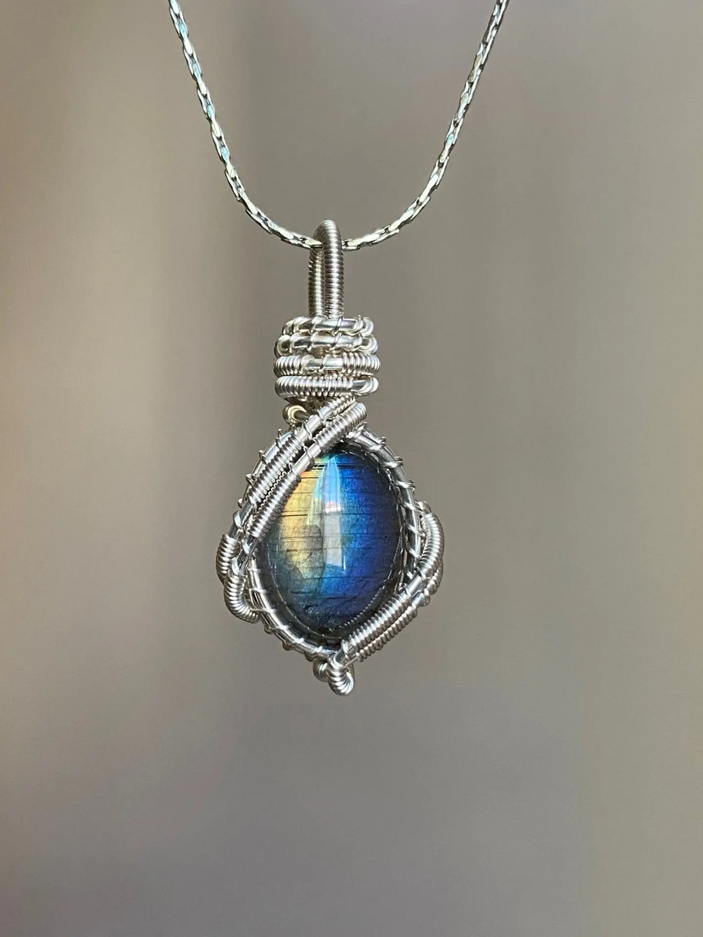 Boho Style Longstone Necklace, Handmade Copper Wire Wrapped Gem Pendant, Third Eye Chakra Healing Crystal, Spiritual Energy Protector, Bohemian Chic Pendant, Amulet Necklace, Healing Pendants