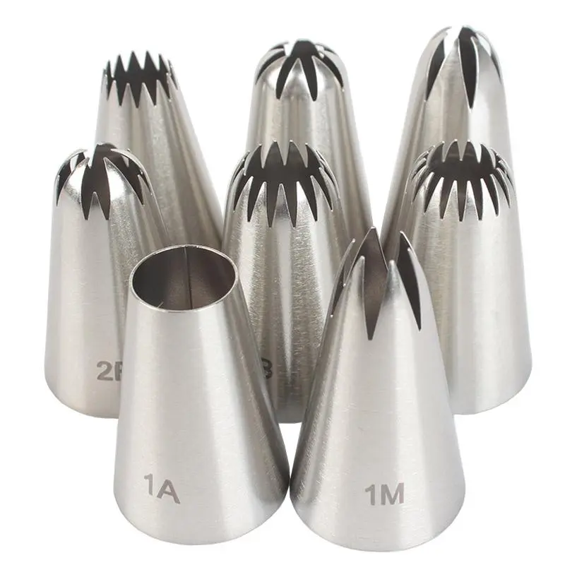 Stainless Steel Cake Decorating Nozzle Set, 8-Piece Icing Tip Kit for Cakes, Cupcakes and Cookies, Pastry Decorating Baking Supplies, Cake Decoration Supplies, Cake Decoration Tools