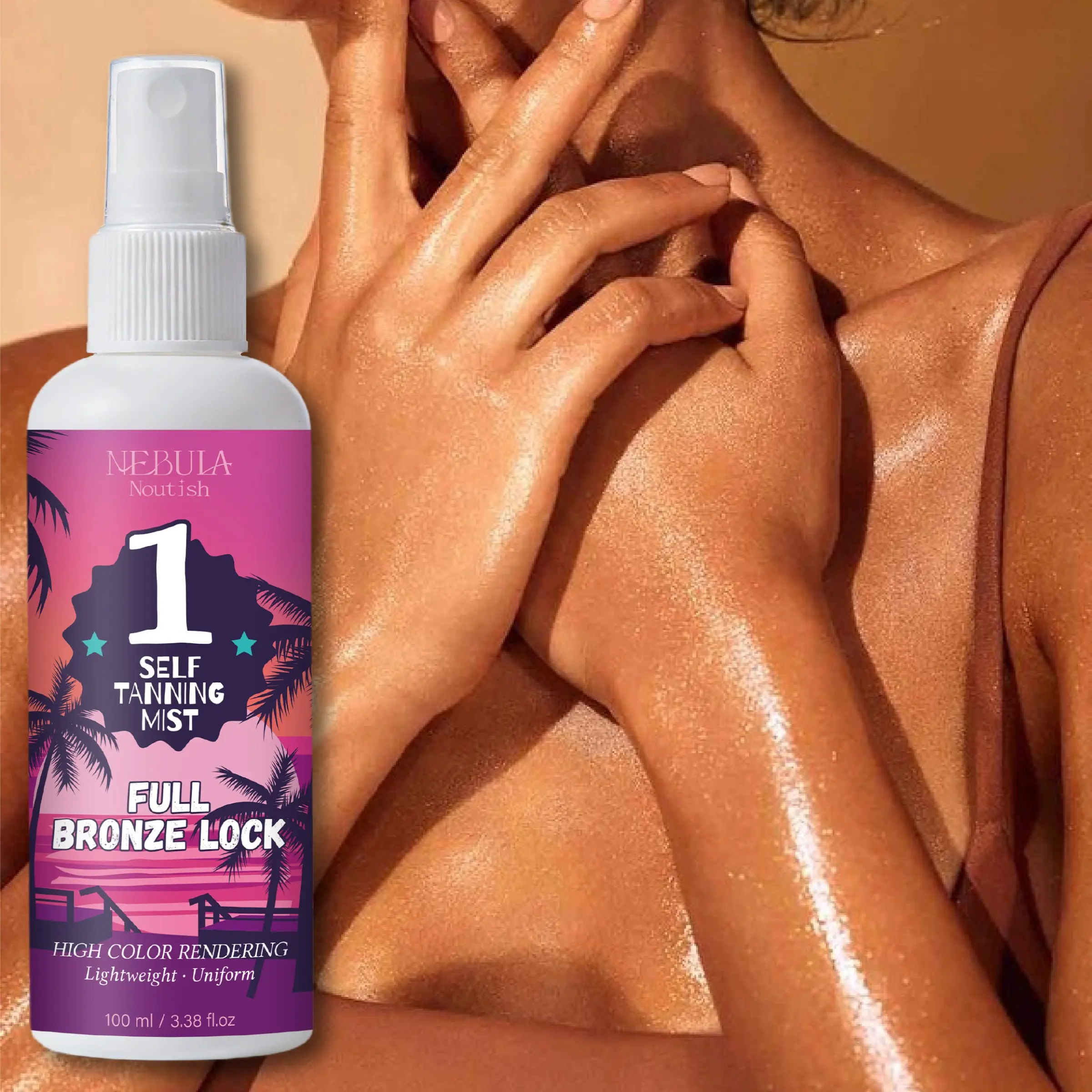 Nebula Strawberry Bronzer Spray, 100ML, Self-Tanning Mist, Self Tanner, Self Tan Bronzing, Moisturizing, Natural Bronze Color, Long-Lasting, Bronzed Glow Up, Full Body Use, Gift Idea