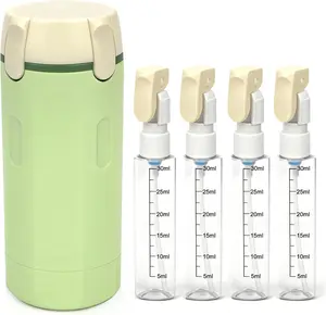 4-in-1 Travel Dispenser Bottle for Toiletries 4.22 oz | Portable Cosmetic Shampoo & Lotion Storage | Compact Container | Easy Press Smooth Flow