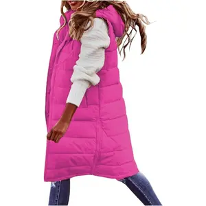 Women's Vests: Winter Padded Hooded Zip Up Quilted Warm Outerwear, Everyday Fashion Womenswear Puffer(gift)Gift