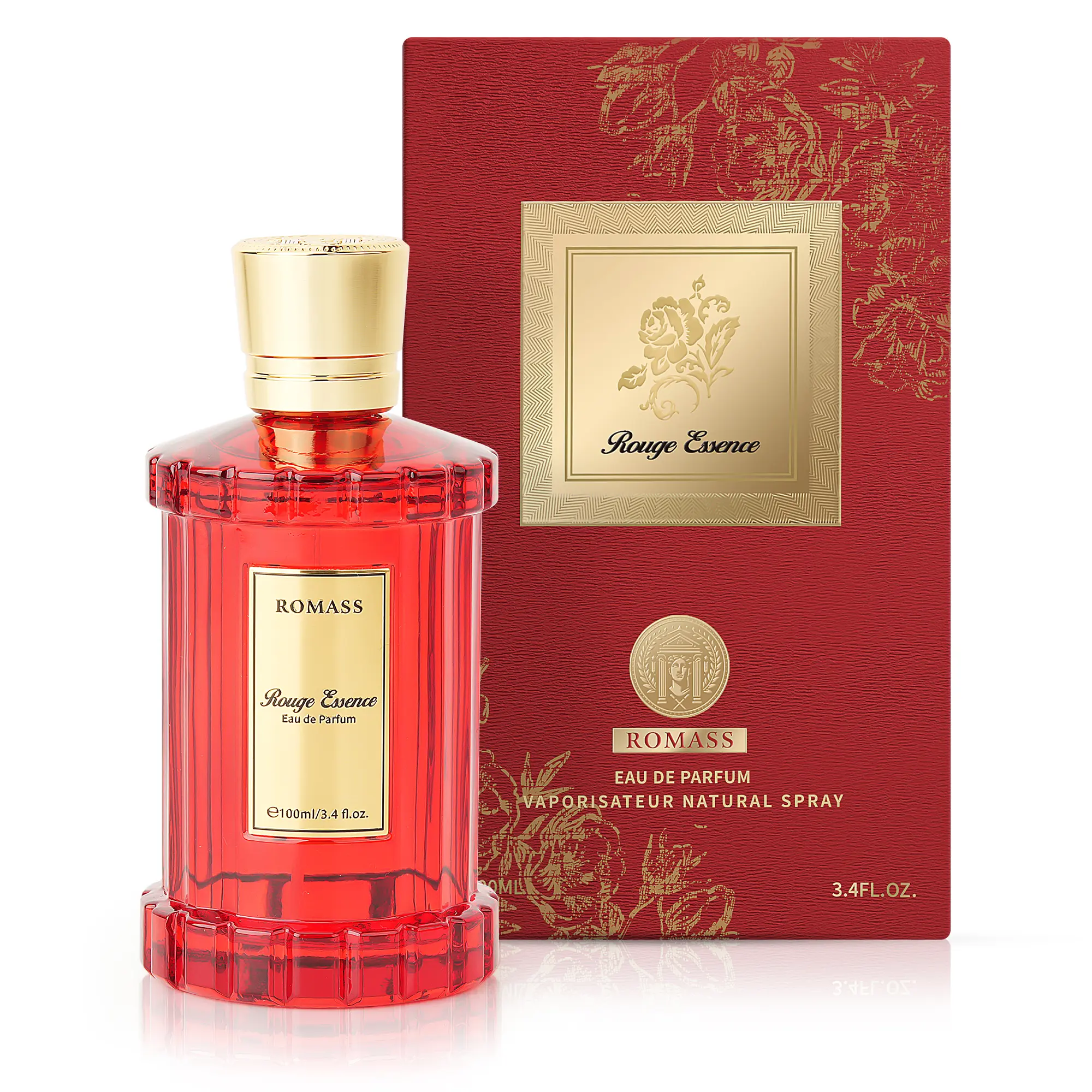ROMASS Rouge Essence Luxe Perfume - Long-Lasting Fragrance with Vibrant Saffron, Warm Amber, Woody Accords & Creamy Almond Notes in Gold Bottle TikTokShopBlackFriday #Summervibes summerwins