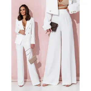 Women's Elegant Solid Color Double-Breasted Blazer Suit for Office Blazer, Elegant, Fit, Womenswear, Blouses, Casual, Day, Formal, Matching