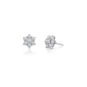 EIoways Sterling Silver Flower Cluster Earrings Push Back Moissanite Stud Earrings 1.29ct 10mm Big Look D Color VVS S925 Sterling Silver Moissanite Jewelry Perfect Birthday Mother’s Day Christmas Gift for Women Wedding