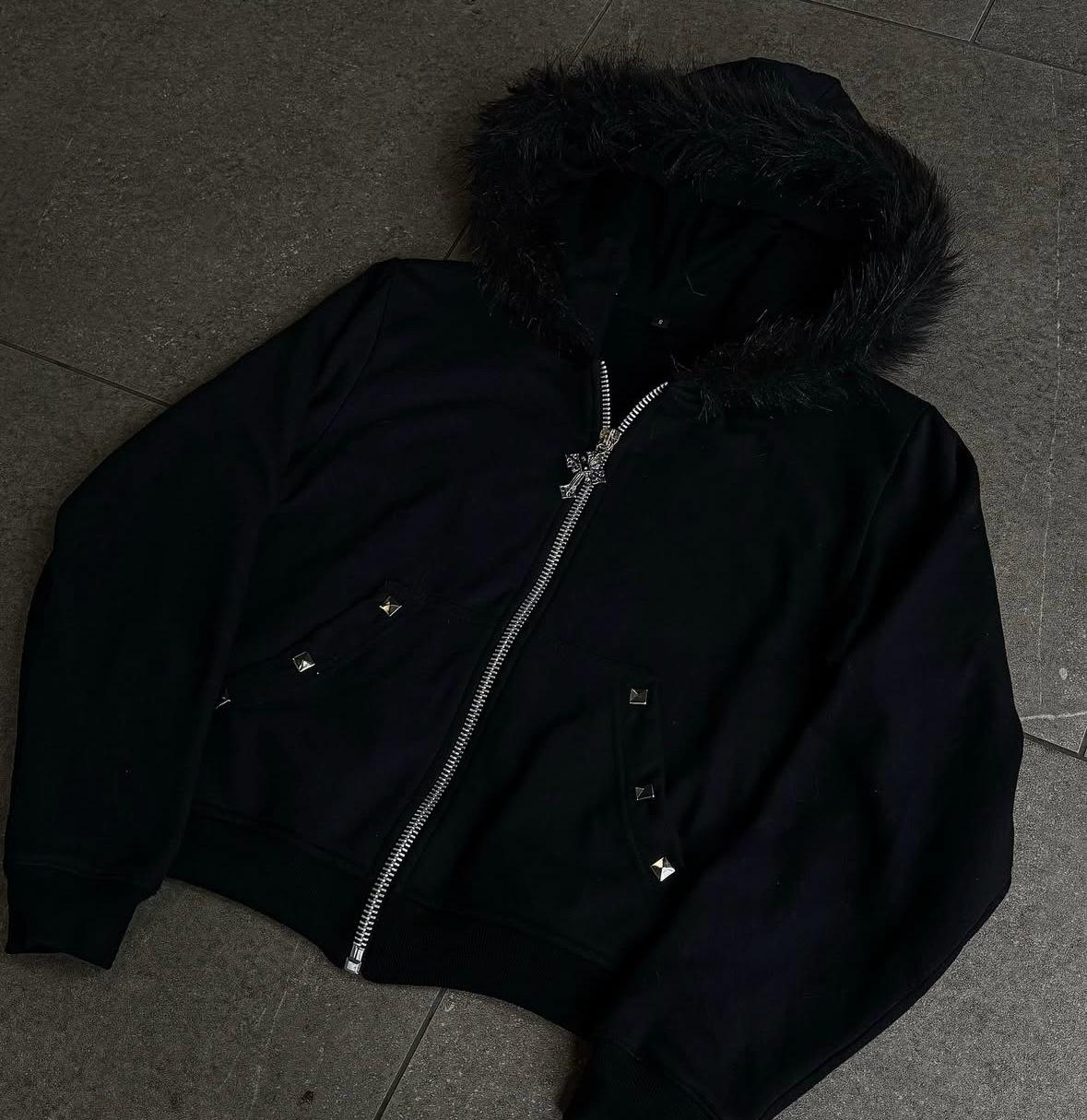 Noctra Rhinestone-studded Zip-up Coat