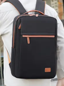 Large capacity travel backpack, solid color computer backpack, zipper closure, fashionable and versatile, casual and simple, suitable for school commuting, work, business travel, men's and women's backpacks