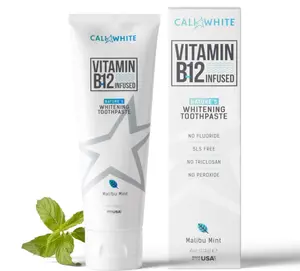 Cali White Flouride Free Natural Toothpaste, Infused with Vitamin B12, Vegan Toothpaste, Triclosan Free, Peroxide Free, SLS Free, Pacific Mint, 4 Ounce (1 Pack)