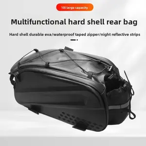 Waterproof Hard Shell Bicycle Bag, Rear Rack Pack with Reflective Strips for Mountain Bikes, Durable Cycling Accessory, Ideal for Outdoor Adventures
