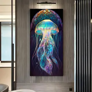 Jellyfish Pattern DIY Diamond Arts Colorful Painting Kit without Frame, DIY 5D Diamond Arts Colorful Painting Kit, Wall Art Decor for Home Living Room Bedroom