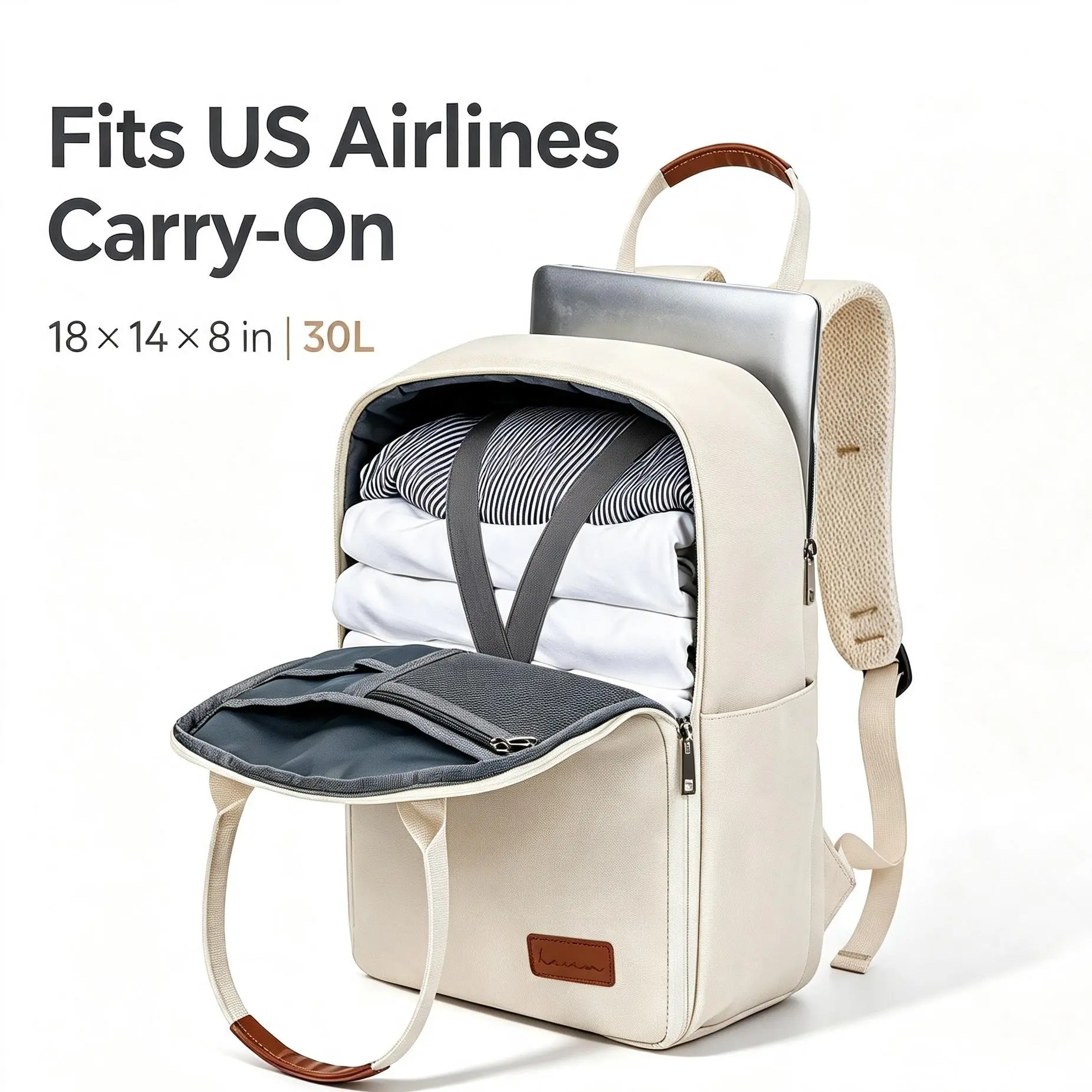 Unisex Boxy Cord-Equipped Lightweight Airline Approved Carry-On Backpack - TSA Friendly, 15.7in Compact Luggage, Backpack for Traveling on Airplane, Casual Business Travel Daypack for Short Trips, Fits Under Seat