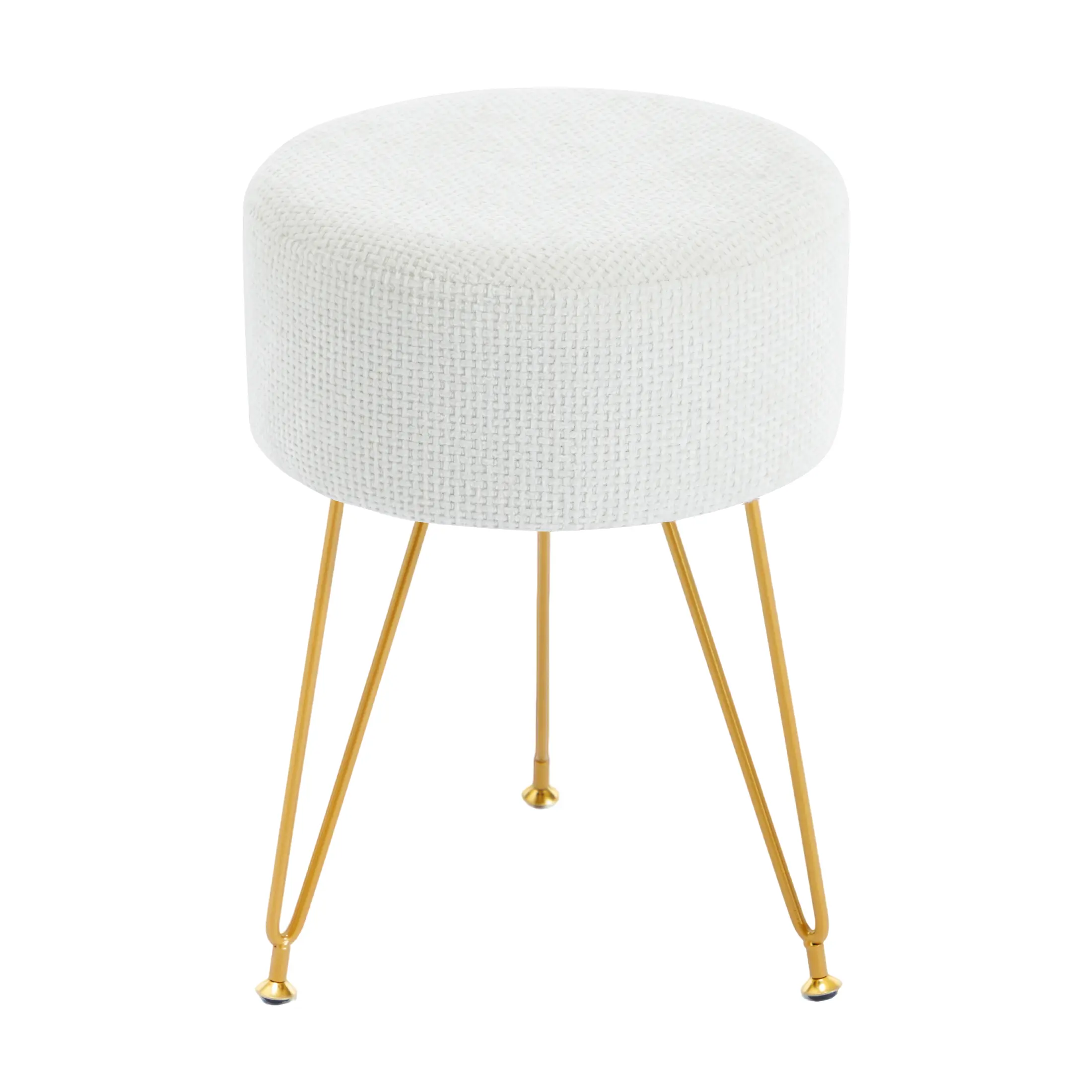 Vanity Stool, Velvet Vanity Chair for Makeup Room, Round Ottoman Foot Rest with Gold Metal Legs, Makeup Dressing Table Seat for Bedroom, Living Room, Entryway
