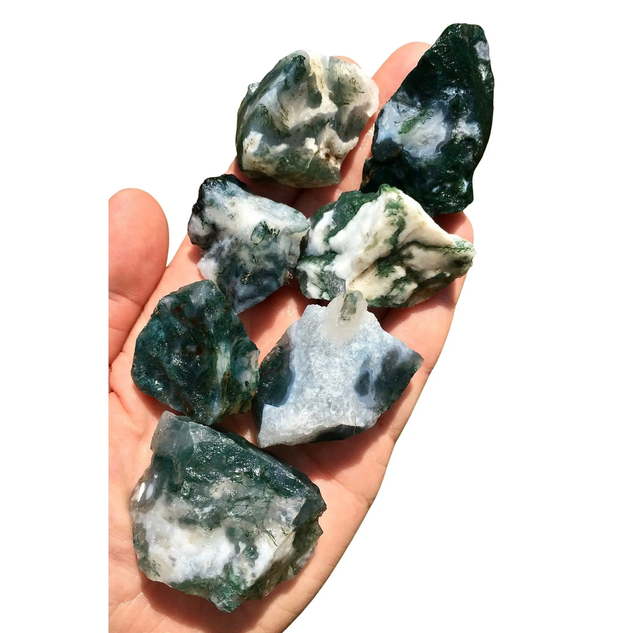 Raw Moss Agate Stone - Raw Moss Agate Crystal - Healing Crystals and Stones - Rough Moss Agate Crystal