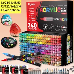 Acrylic Paint Soft Brush Marker Set, Acrylic Marker Pen, 12-240 Optional Colors, Auto-Ink Control, Ideal for Wood, Stone, Canvas & More, DIY Craft Supplies