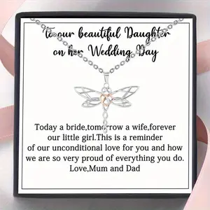 Dragonfly Necklace Gift Box for Daughter, Memorial Jewelry with Message Card, Perfect Wedding Gift, Elegant Design, Meaningful Relationship