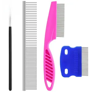 2-in-1 Grooming Comb Kit for Small Dogs & Puppies - Tear Stain Remover with Round Teeth for Knots & Crust - Multi-pack Set