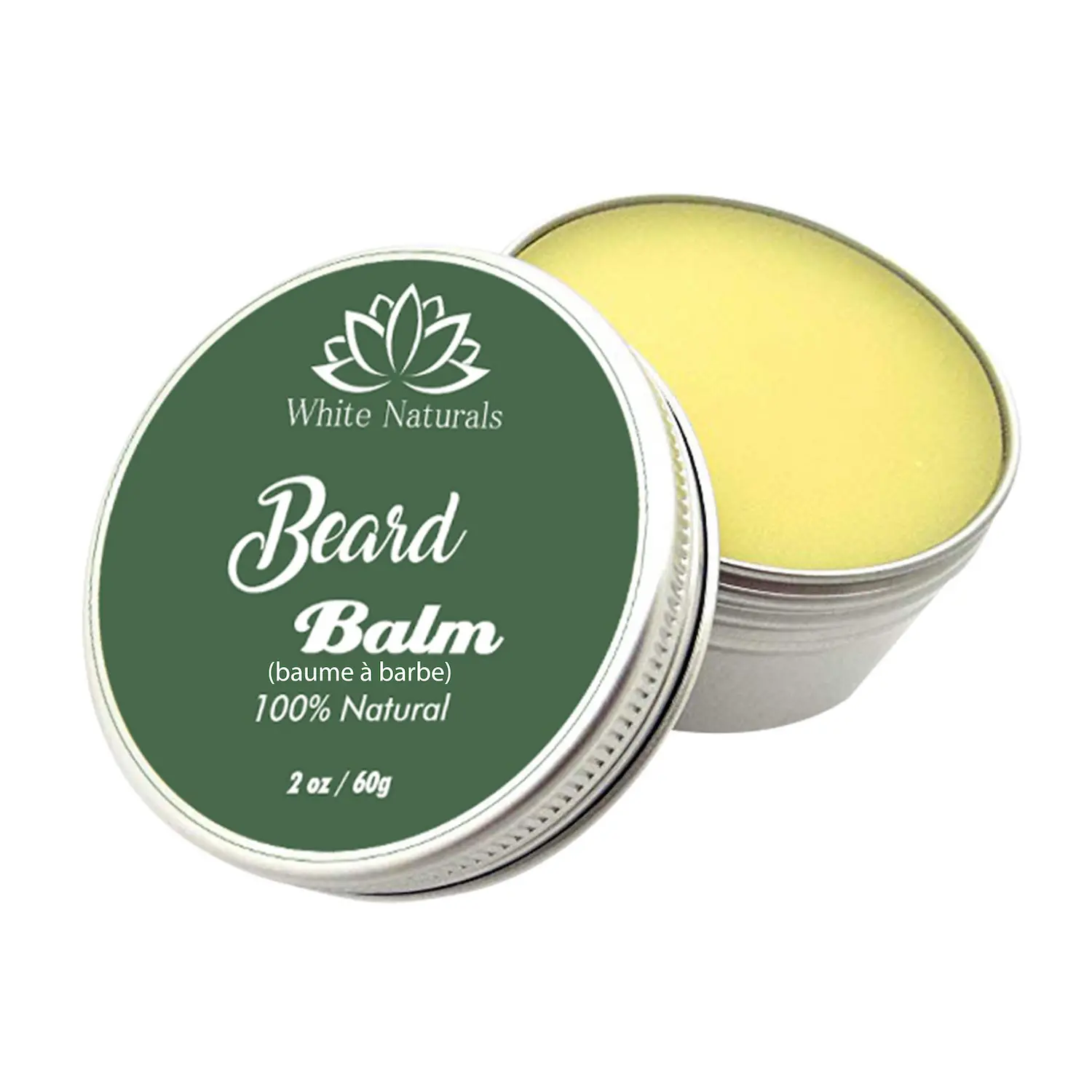 White Naturals Organic Beard Balm, Styles, Strengthens & Softens Beards & Mustaches - Leave in Conditioner with Natural Argan Oil, Shea Butter, Vitamins and Wax Boost for Ultimate Shine Hair Care Moisturizer