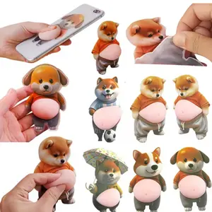 4pcs 3D Dog Belly Anti-Collision Stickers, Soft Silicone Design, Stress Relief, Waterproof, Easy to Apply, Home Decor, Car Accessories