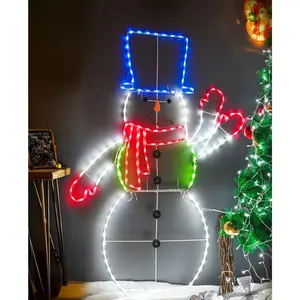 5FT 195 LED Snowman Light, Colorful Neon Light Sign Animated Christmas Decoration for Indoor Outdoor Yard  Garden Christmas Festival Party Decoration