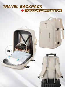 Travel Laptop Compartment Backpack with Vacuum Compression Bag and Pump Set, Traveler Essentials Backpack, 40x30x20cm, Fits 35.56cm Laptop, Ideal for Tui Airways, Duffle Bag Option