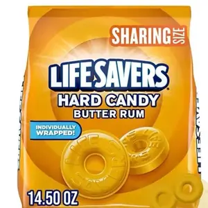 LIFE SAVERS Hard Candy - Butter Rum, Candy Bulk Individually Wrapped, For Party Favors & More, Pack of 4