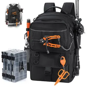 2026 New Camouflage Fishing Backpack Multifunctional Fishing Tackle Bag Waterproof Rucksack for Outdoor Fishing Rod Storage with Adjustable Straps