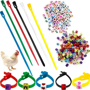 100 Pcs Adjustable Chicken Leg Bands, Colorful Poultry Identification Leg Bands with Charms Accessories for Turkey Duck Goose Bird