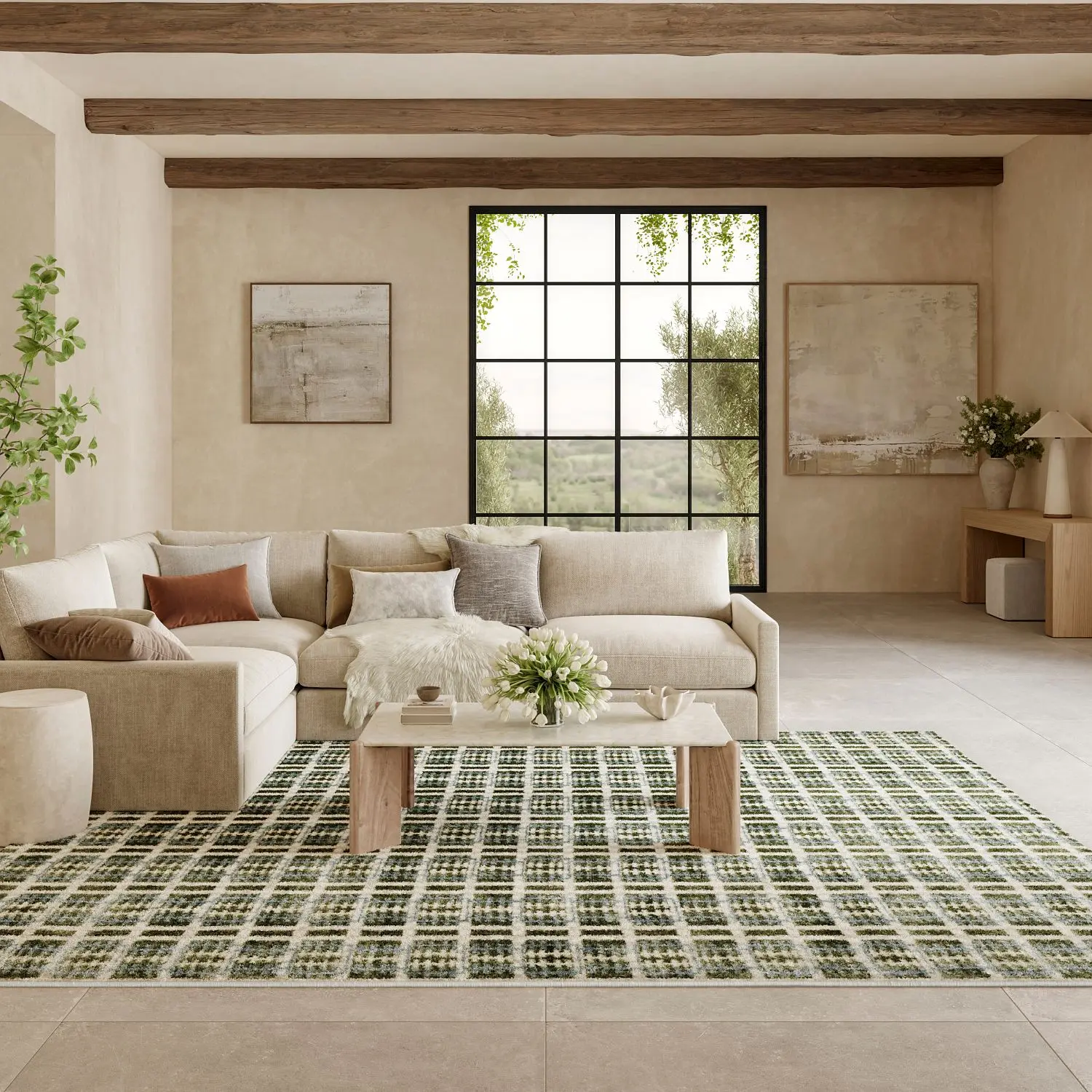 Nourison Scandinavian Style Geometric Design Rug - Nordic-Modern Silk-Like Fiber Charcoal Multicolor High-Low Pile Indoor Area Rug for Living Room, Entryway Decor