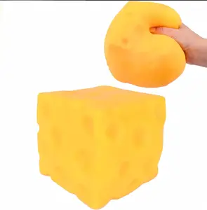 Squishy Cheese Block - Yellow, moldable fidget Toy with Squeeze Feature, Ideal for Play and Relaxation