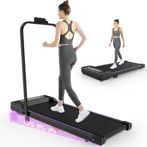Dufominc 2-in-1 Portable Under Desk Walking Pad with Handle, Remote Control, LED Display, Double Shock Absorption, Anti-Slip Belt, Tracks Steps, Calories, Distance, Speed, Time & Exercise Data for Home Office Fitness Use