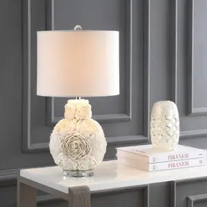 JONATHAN Y Seashell Rosette LED Table Lamp , for bedroom, living room, foyer, hallways, dining room, dorms